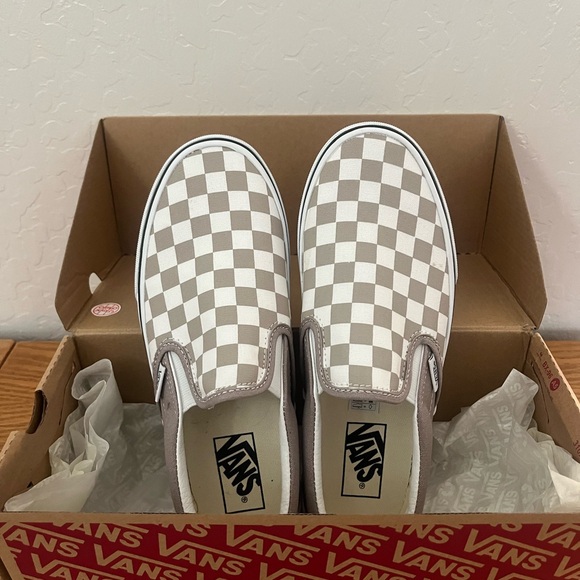 Vans Beige and White Checkerboard Slip-Ons - Picture 2 of 3